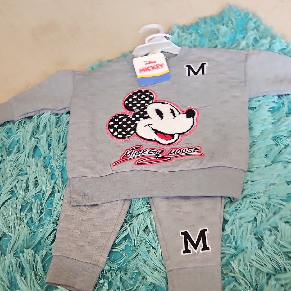 Disney Mickey Mouse Gray Sweatshirt and Pants Set sz 12m nwt
